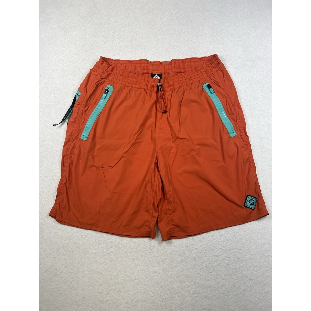 Outdoor Afro x REI Co-op Hiking Shorts Mens Large Orange Zip Pockets Drawstring